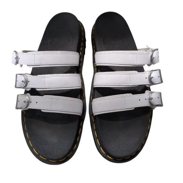 Dr Martens Blaire Slide White Black Platform Sandals Womens 10 Docs Summer - Image 3