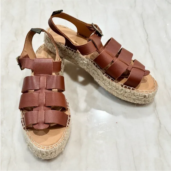 $170 NEW Free People X Barbour Paloma Espadrille Platform Fisherman Sandal 7.5 - Image 8