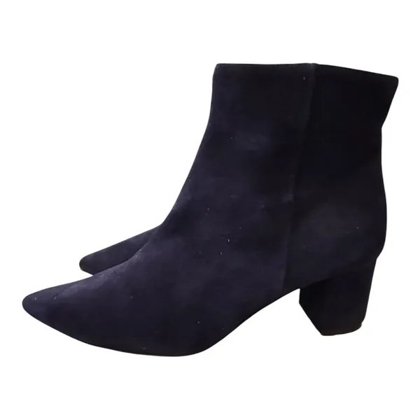 L'Agence Jeanne Pointed Toe Bootie Ankle Boot Suede Midnight Blue Size 40 US 9 - Image 4
