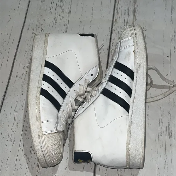 Adidas white and black high top sneakers - Image 3