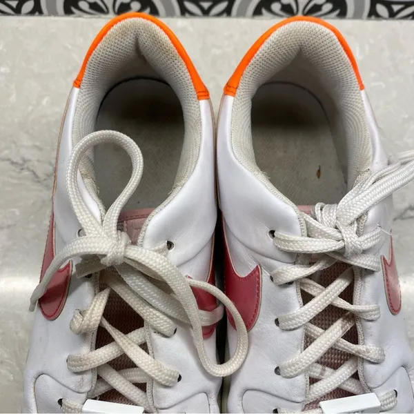 NIKE AIR FORCE 1 9.5 SAGE LOW Women's Athletic Sneakers White Pink Orange - Image 4