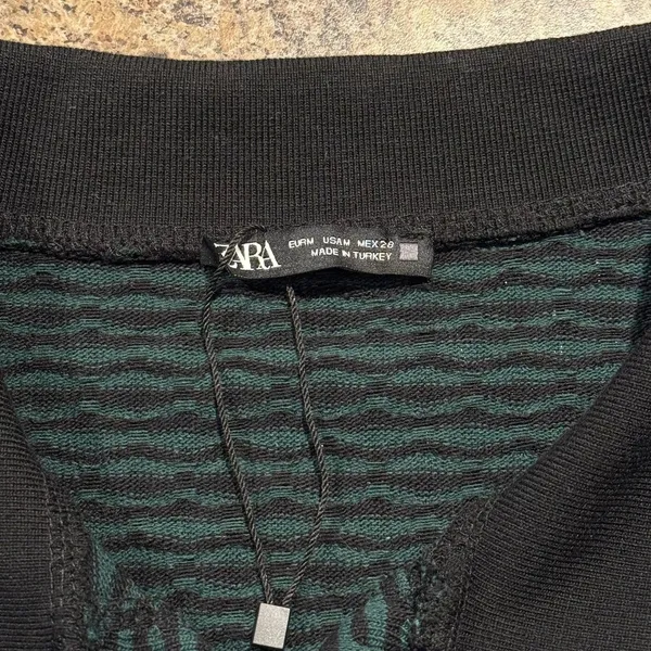NEW Zara Green Black Polo Dress Minimalist Shift‎ Quiet Luxury Dark Academia M - Image 4