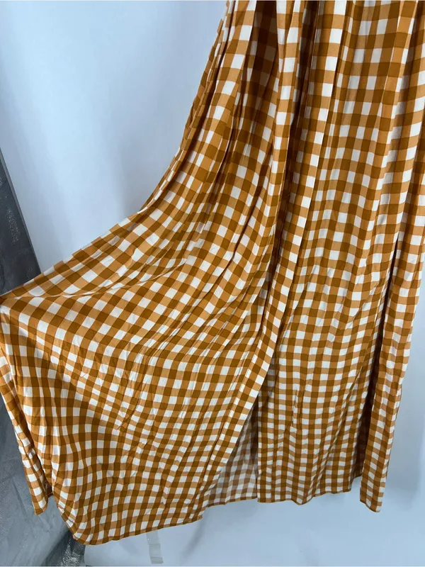 Uterqüe Mustard Gingham Maxi‎ Dress Orange - Image 7