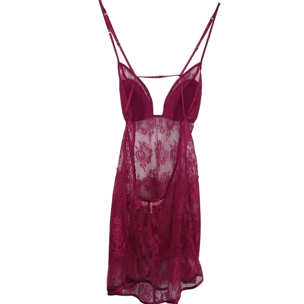 2000s Y2k Victoria’s Secret Very Sexy Pink Floral Lace Sheer Lingerie Slip Small - Image 3