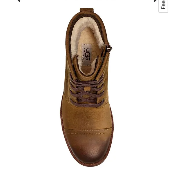 UGG Australia Ashbury Suede brown leather lace up combat boots sherpa lined shoe - Image 2