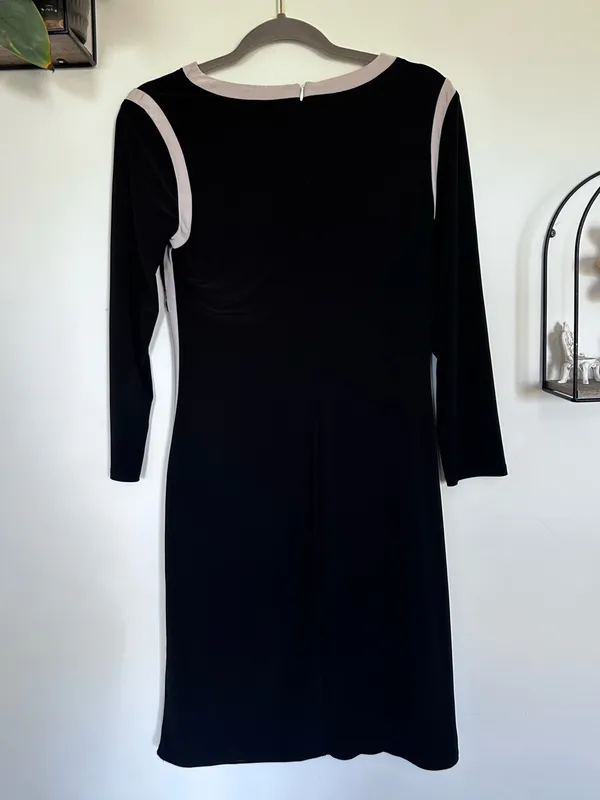 Lauren Ralph Lauren Black Long Sleeve Ruched Side Knee Length Dress Size 6 - Image 2