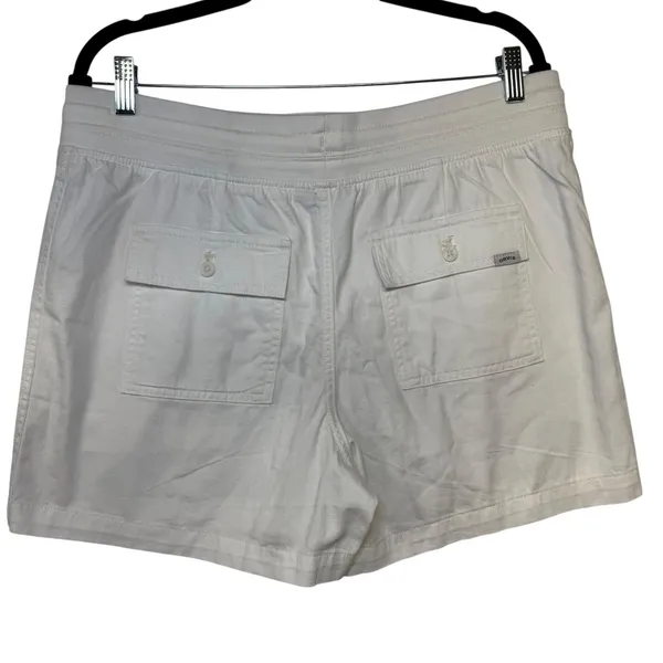 White Casual Drawstring Waist Cotton Blend Shorts Capsule Wardrobe Classic Sz L‎ - Image 4
