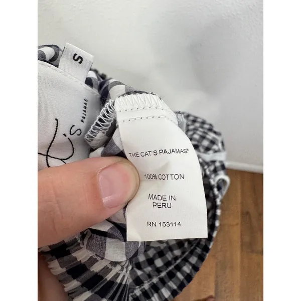 The Cat's Pajamas Womens Navy Blue Gingham Cotton Pajama Sleep Pants Small - Image 4