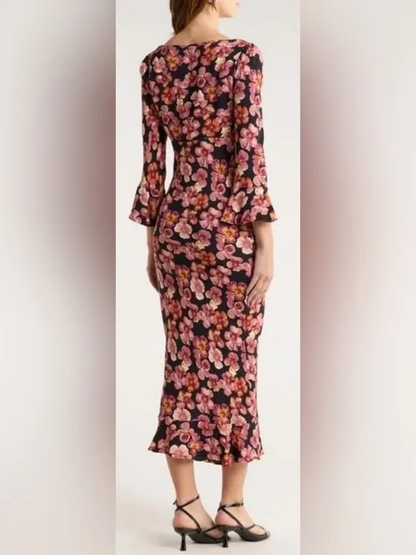 NEW Reformation Kiley Floral Print Long sleeve Midi Dress sz 8 - Image 3
