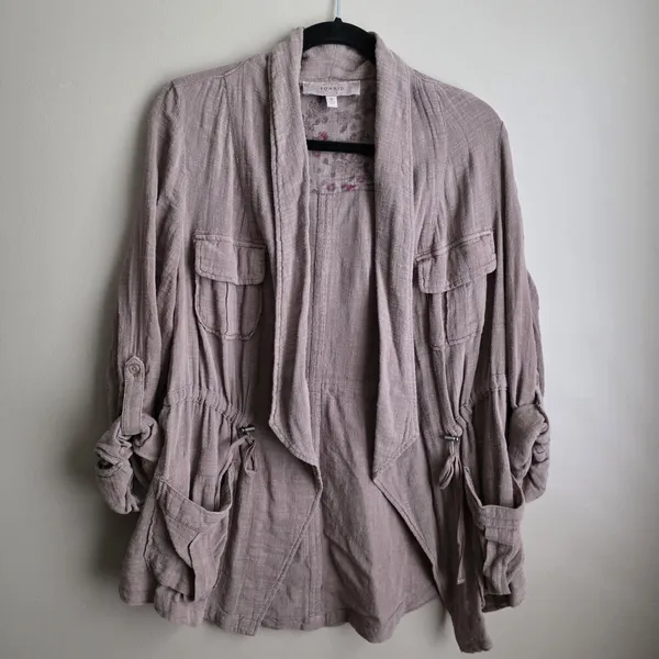 Torrid Light Weight Drape Front Anorak Jacket Womens Soft Beige Size 0 Large - Image 2
