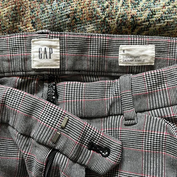 GAP Gray Signature Skinny Ankle Pants Checkered Red and Black SZ 6 High-Rise - Image 12