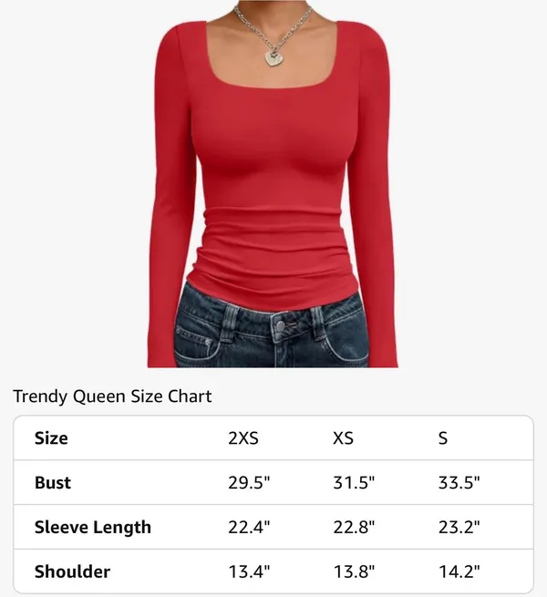 endy Queen Womens Square Neck Long Sleeve Shirts Double Lined Fall Tops - Image 3