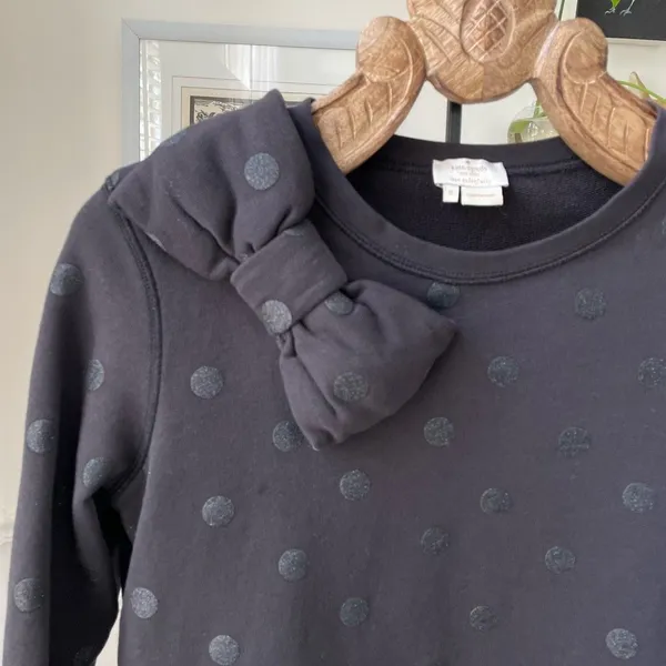 Kate Spade Steal The Spotlight Black Glitter Dot Bow Sweatshirt $178 S - Image 2