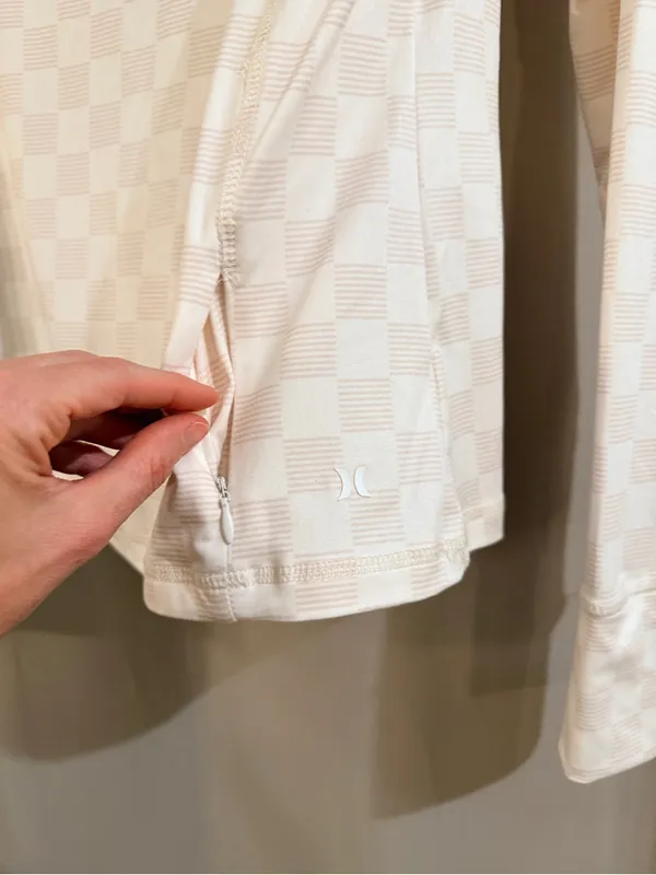 Hurley Long-Sleeve Checker Performance Top — Cream - Image 2
