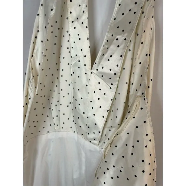 Zara Dress Womens Size S Ivory Polka Dot Halter Ruched Bodycon Midi - Image 10