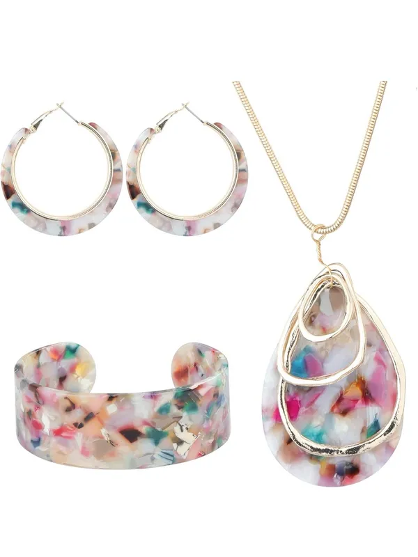 ORAZIO Acrylic Jewelry Set for Women Statement Boho Resin - Image 2