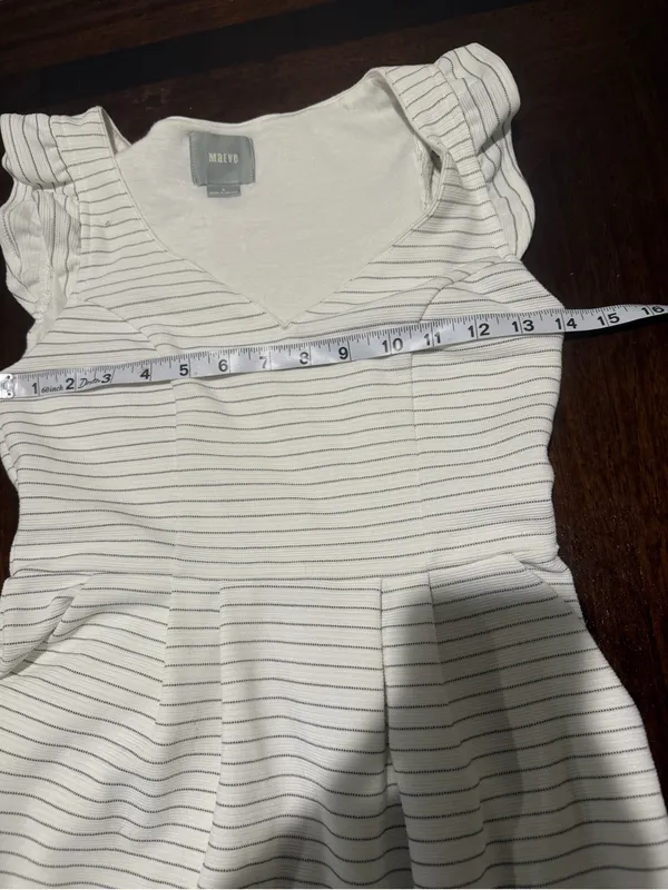 Maeve white and black Dress with Tan Stripe Ruffle Hem size 0 side pockets - Image 7