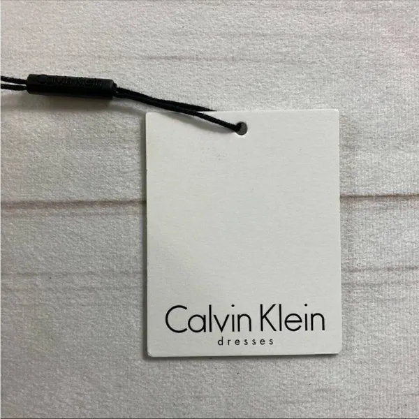Calvin Klein NWT Womens Beige Colorblock Asymmetrical Hem Midi Dress Small - Image 7