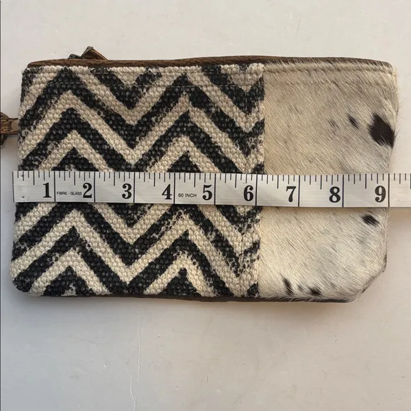 Myra Bag Cats Eye Wristlet W/Cowhide And Chevron Print Canvas And Brown Canvas - Image 8