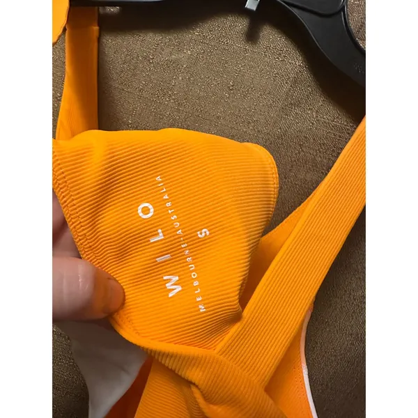 NWT Wilo The Label by Anthropologie Ribbed Sports Bra Size Small Orange White - Image 3