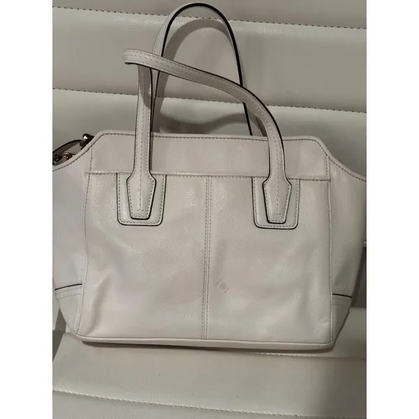 Coach White Pebbled Leather‎ Tote Bag Gold Hardware Crossbody Bag vintage - Image 3