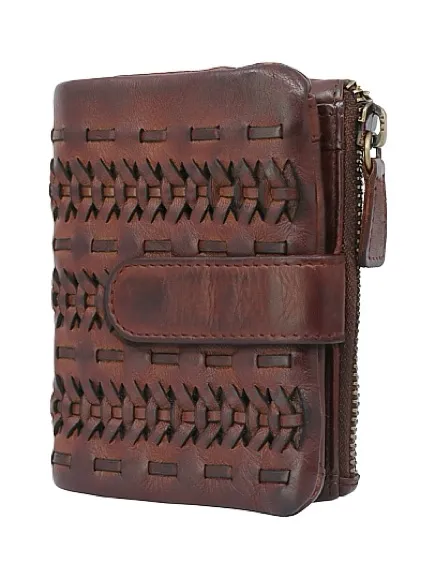 Brown Woven Leather Wallet with Tassel Accent - Image 7