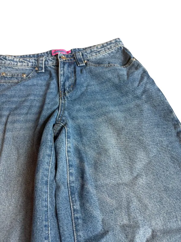 Edikted Wide Leg Jeans Medium Wash Denim Y2k Retro 2000s Cotton Size Small Women - Image 7