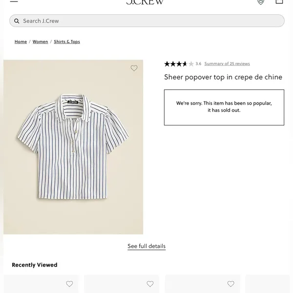 NWT J crew Sheer popover top in crepe de chine Sz 10 Sold Out - tear in front - Image 5