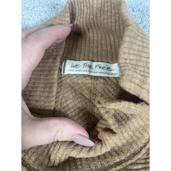 Free People We The Free Cognac Long SLeeve Tunic oversized‎ sweater Xs Mock Neck - Image 4
