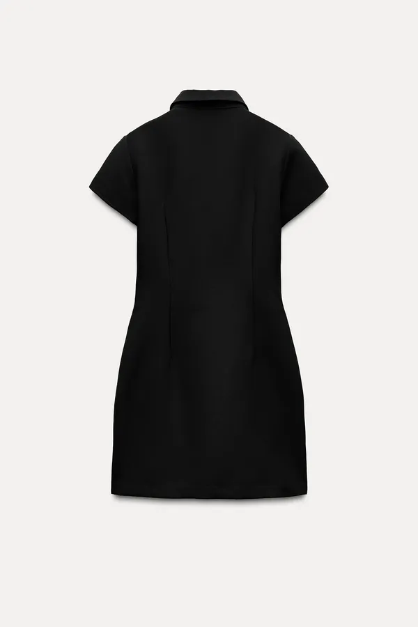 Zara dress Elegant Black Button-Down collared business office casual Dress - Image 10