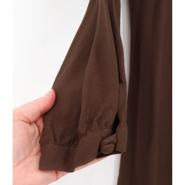 Sandro Pleated Button Shift Dress Size US 4 Brown Parisian Pockets‎ Minimalist - Image 5