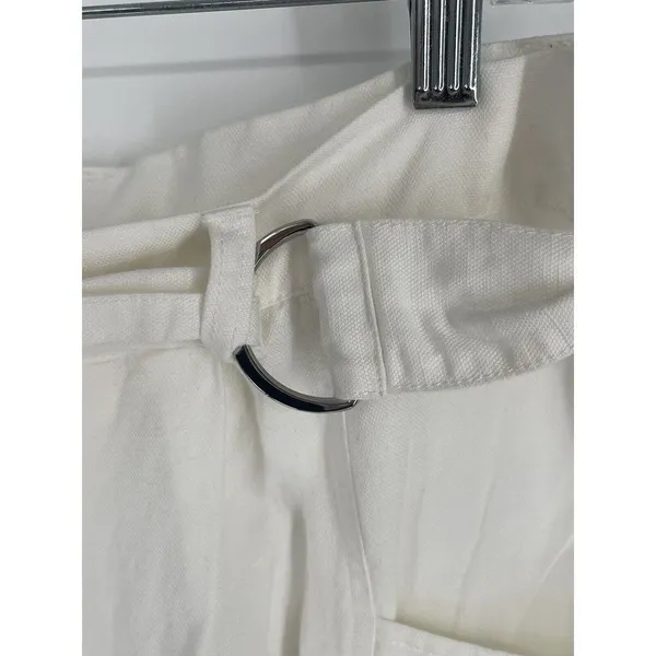 Anthropologie Pilcro Tucked-Knee Tapered Trousers Linen Size 29 White‎ - Image 6