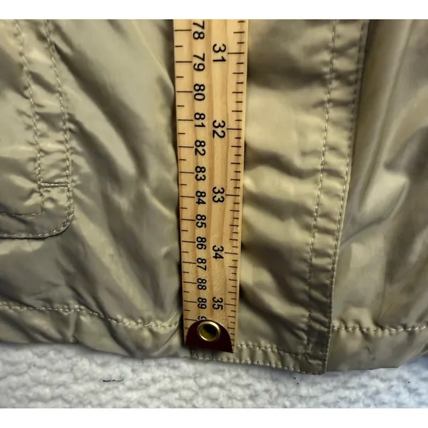 Coach Rain Coat Womens Large Beige Mid Length Zip‎ Jacket Drawstring Pockets - Image 8