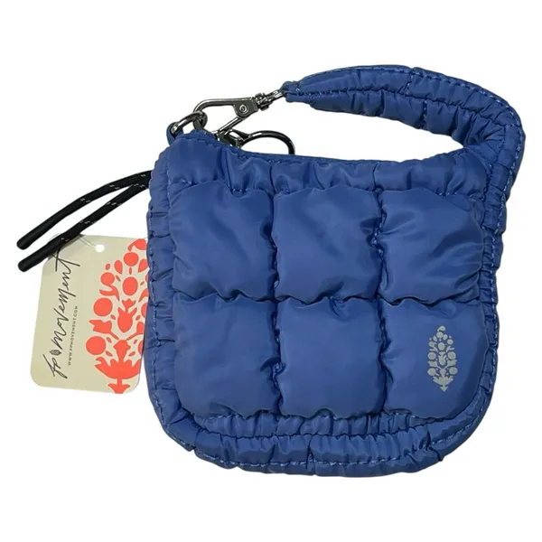 Free People Movement Quilted Micro Pouch Wristlet Bag Blueberry Logo Puffer - Image 4