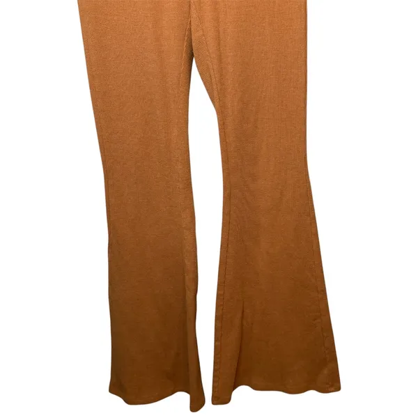 Aerie Ribbed Flare Leggings Pants Brown High Rise Boho‎ Retro Bell Bottom Sz S - Image 3