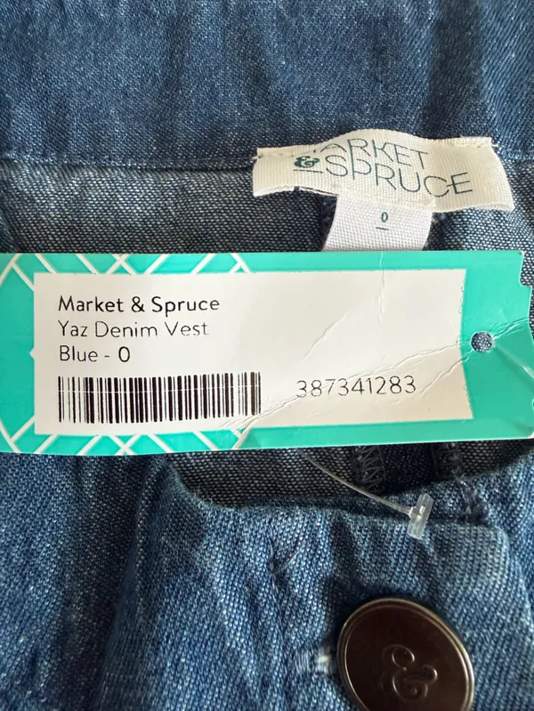 Market & Spruce Yaz Denim Vest Blue Size 0 NWT STITCH FIX - Image 7
