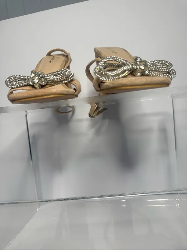 Lulu's Tan Bow Ankle-Strap Sandals with Rhinestone Accent - Image 7