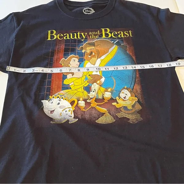 Disney‎ Beauty and the Beast Unisex Size Medium Black Short Sleeve Shirt *FLAW* - Image 6