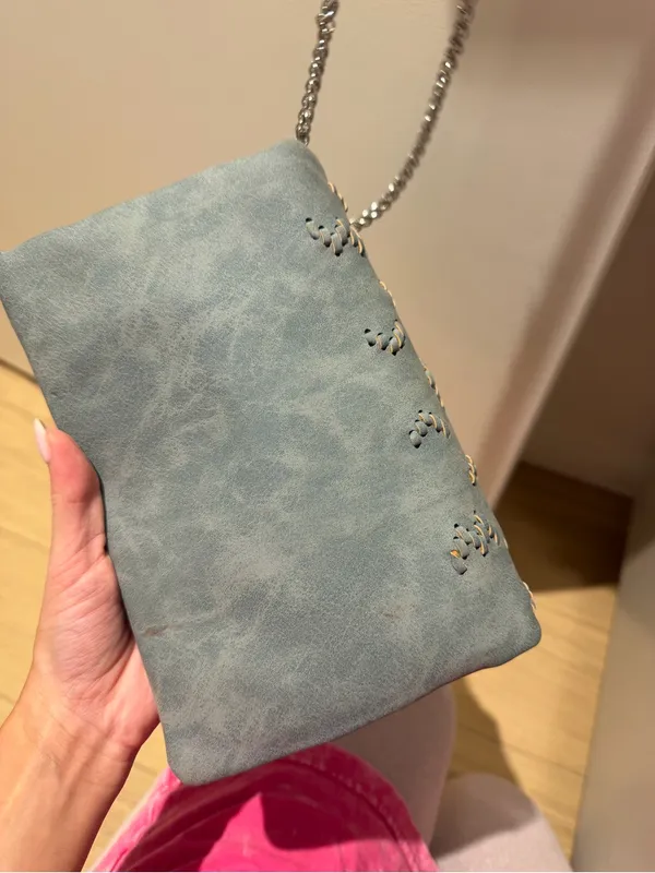 Women's Laser-Cut Suede Crossbody Bag in Light Blue FREE PEOPLE NEVER USED - Image 7