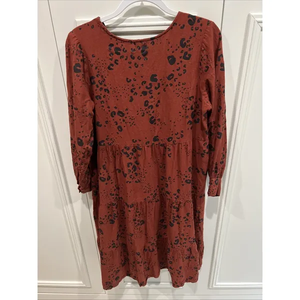 Mud Pie Cheetah Print Tiered Midi Dress Brown & Black Western Prairie Country - Image 4