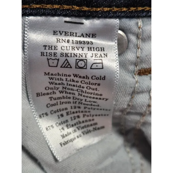 Everlane Curvy High Rise Skinny Stretch Denim Jeans Dark Wash 32 Crop - Image 3