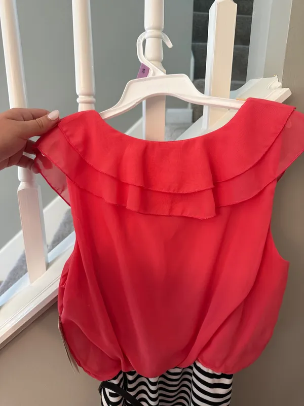 ruffles and stripe dress with black belt - Image 3