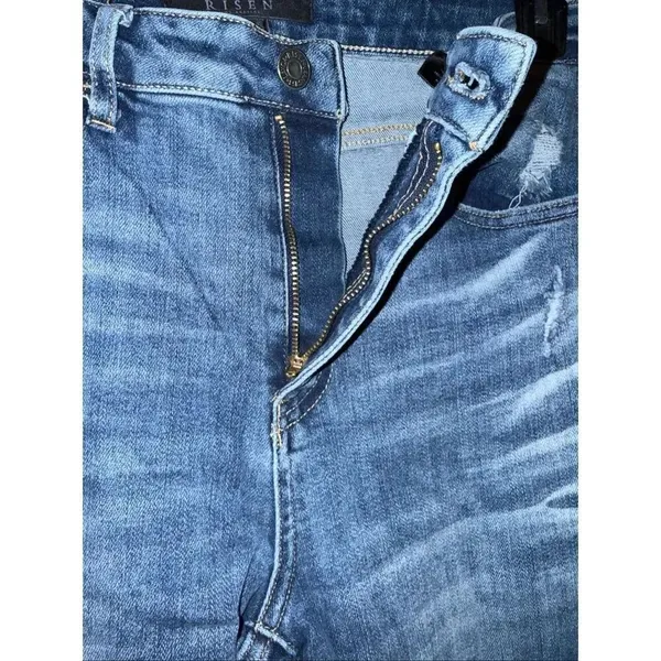 Risen Jeans Dark Wash Distressed Wide Leg Raw Hem 9/29 #776 - Image 10