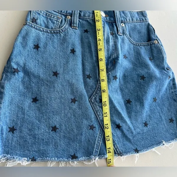 Madewell Rigid Denim A-Line Mini‎ Skirt Star Print 23 - Image 8