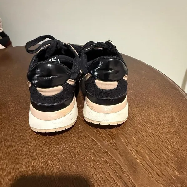 Zara Sneakers Fashion Athletic Running Casual Shoes Black‎ Beige EU 38 - Image 5