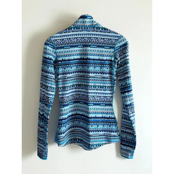 Nike‎ Pro Dri-FIT Womens Small Half Zip Pullover Blue Geometric Athletic Top - Image 2