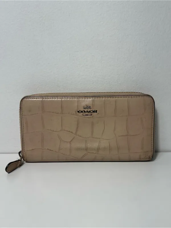 Coach Crocodile Embossed Leather Accordion Zip Around Long Continental Wallet - Image 2