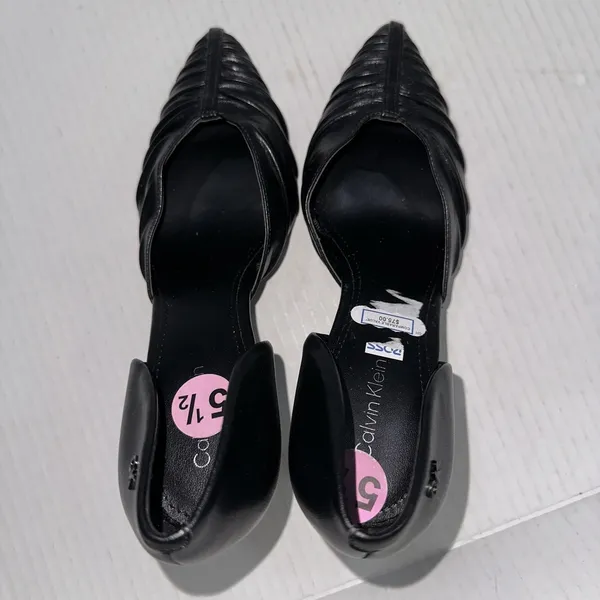 Calvin Klein KCG LINA-R Shoes Womens 5.5 Black D'Orsay Pleated Heels Pointed Toe - Image 5