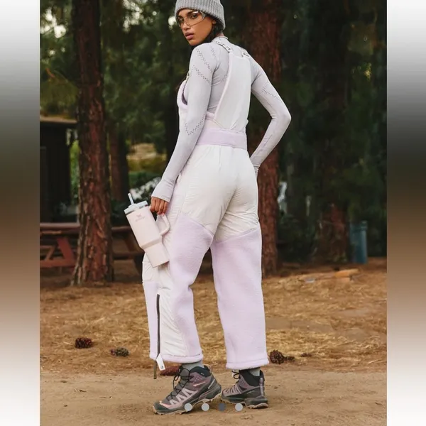 Free People NWT - Hit The Slopes Overalls size: small color: Rose quartz combo - Image 2