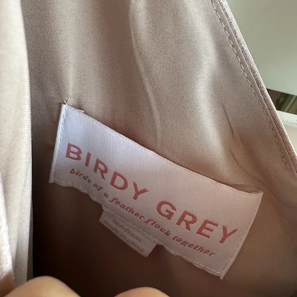 Birdy Grey Satin Taupe Jay Maxi Dress Medium - Image 6